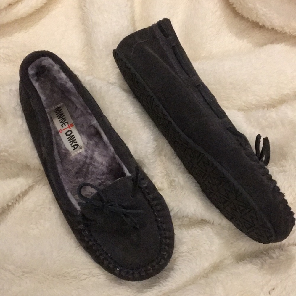 Minnetonka Dark Grey Slippers